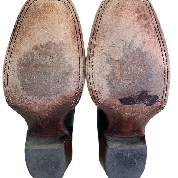 Justin Boots Women's Size 7 C Leather Western Cowboy Boots Teal And Black L2657 - Picture 8 of 8